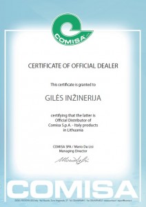 Comisa Sertifikatas Giles Inzinerija 2014